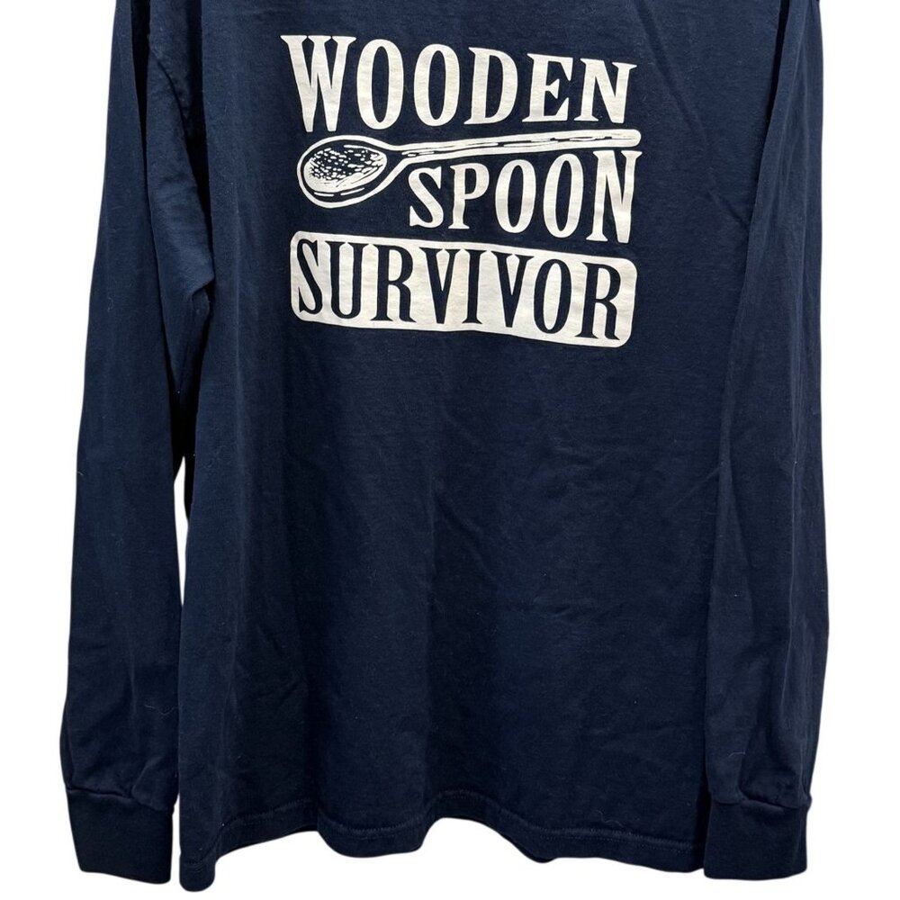 Wooden Spoon Survivor Navy Blue Long Sleeve Shirt XL 100% Cotton Mens - Picture 3 of 6